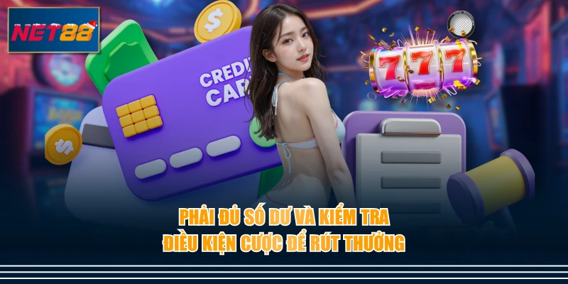 Phải đủ số dư và kiểm tra điều kiện cược để rút thưởng